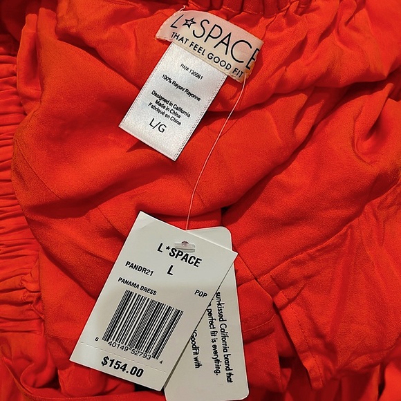 LSPACE PANAMA MAXI  DRESS FLOWY OFF SHOULDER OR ON IN POPPY SIZE LARGE NWT - Picture 2 of 10